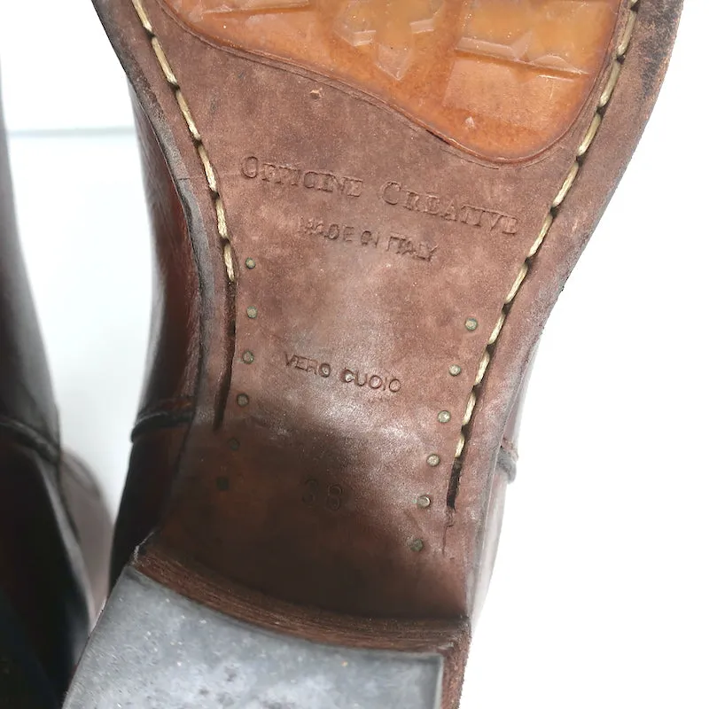 Bottes Chelsea Officine Creative en Cuir Marron Taille 38 Bottes à la Cheville à Talon Moyen