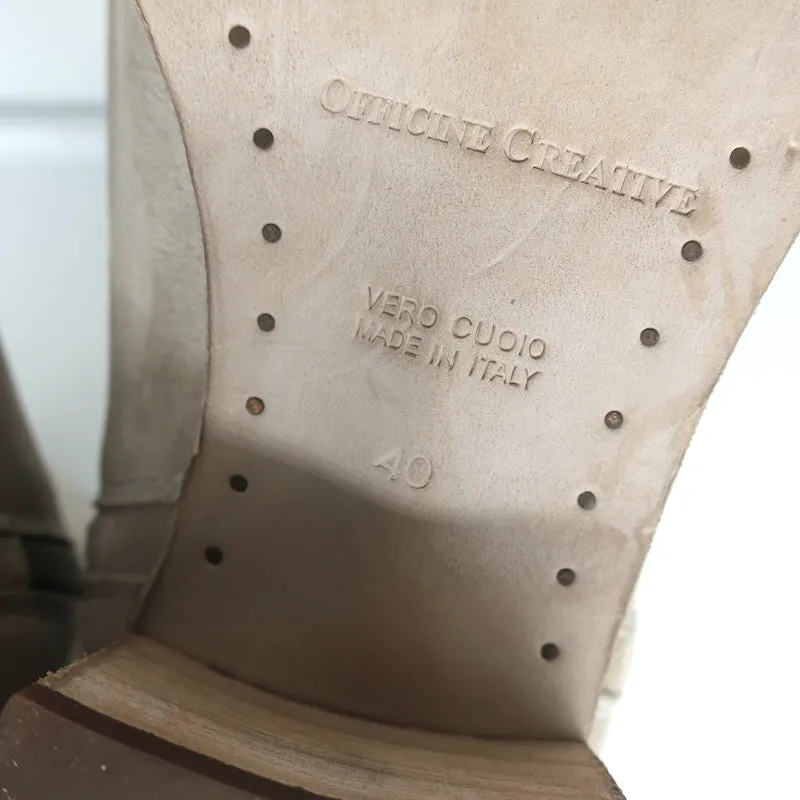 Officine Creative Bottes à Cheville à Fermeture Éclair Denner Suède Taupe Taille 40 NEUVE