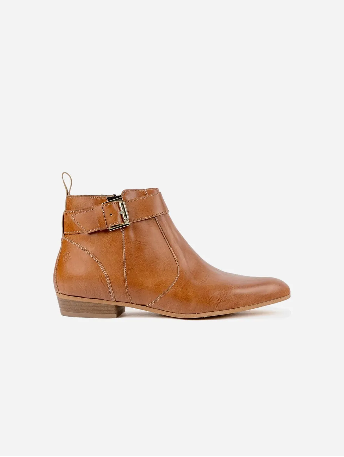 Bottes à boucle en similicuir végan Olympe pour femmes | Camel