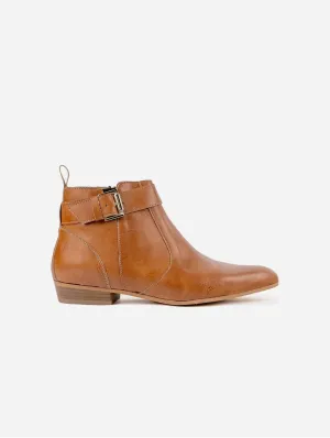 Bottes à boucle en similicuir végan Olympe pour femmes | Camel
