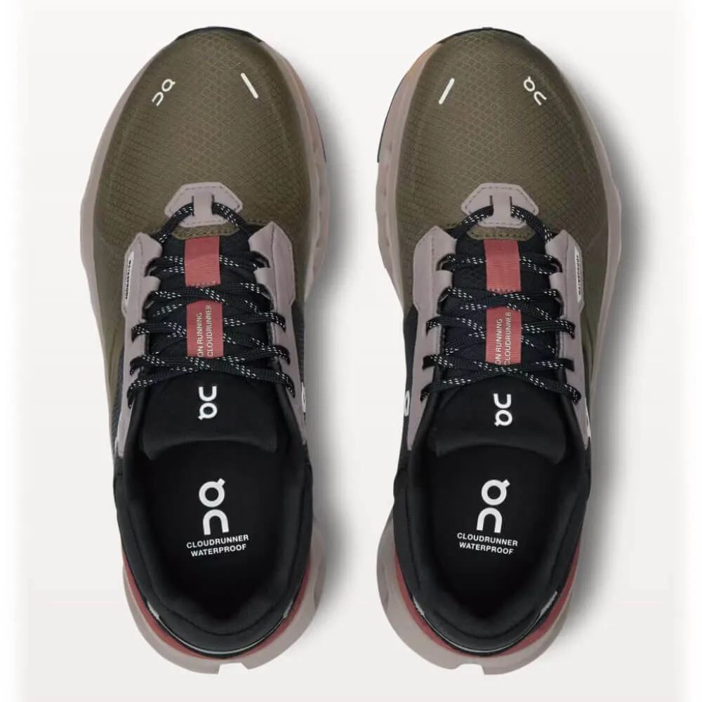 Chaussures On Women's Cloudrunner 2 Imperméables - Olive / Acajou Chaussures On Cloud