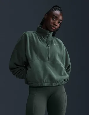 Un haut en polaire 1/2 zip surdimensionné - Vert vintage/Blanc