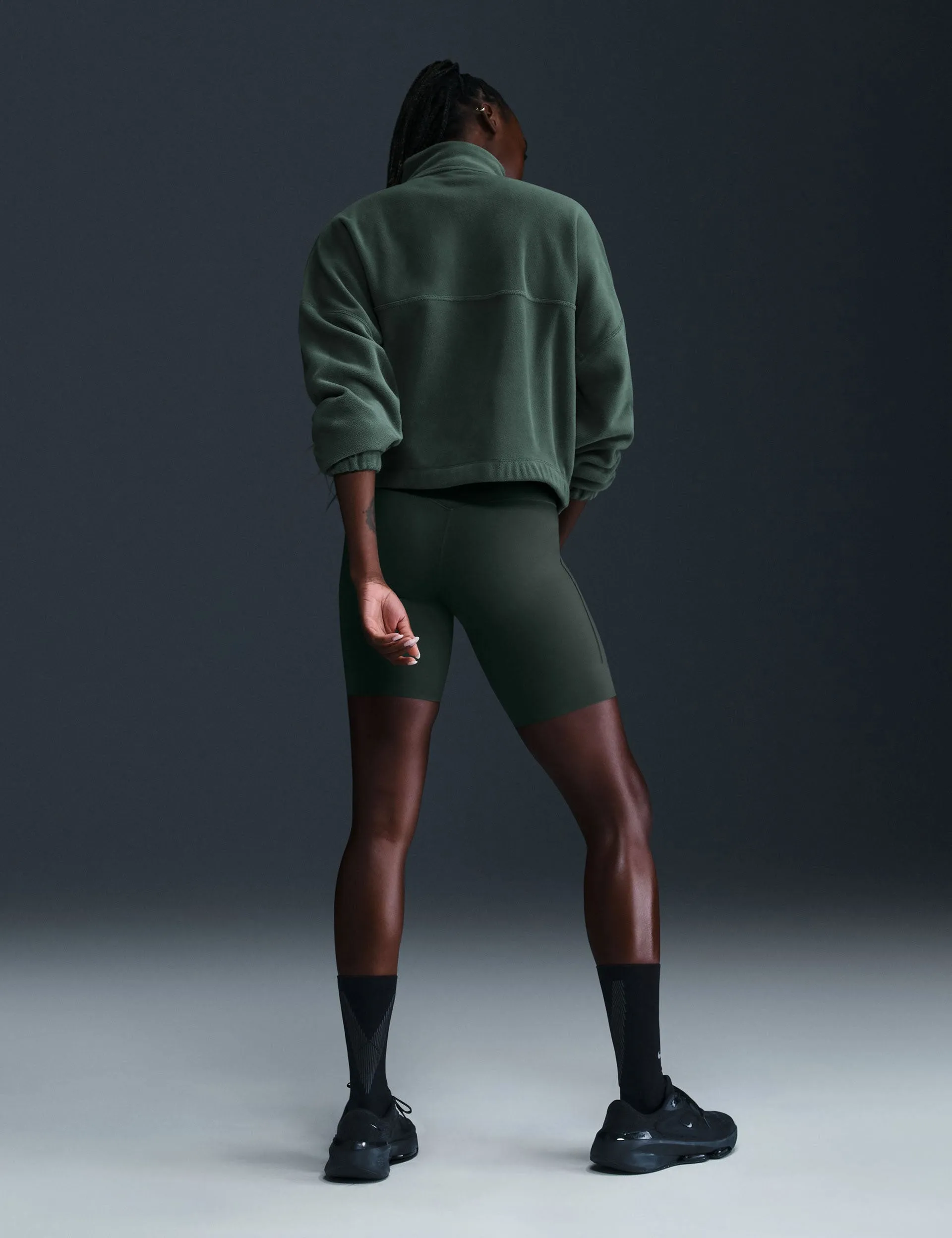 Un haut en polaire 1/2 zip surdimensionné - Vert vintage/Blanc