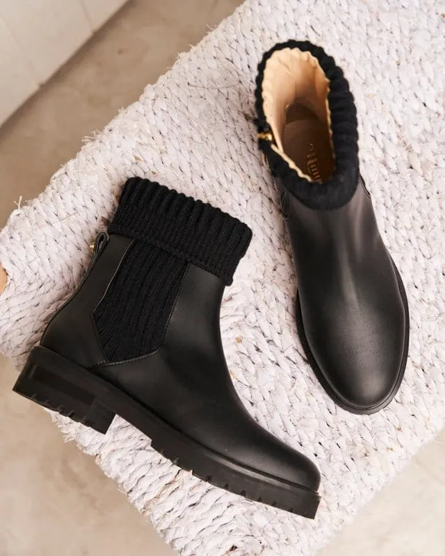 Bottes Chelsea plates en simili-cuir vegan Oracle | Noir