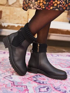 Bottes Chelsea plates en simili-cuir vegan Oracle | Noir