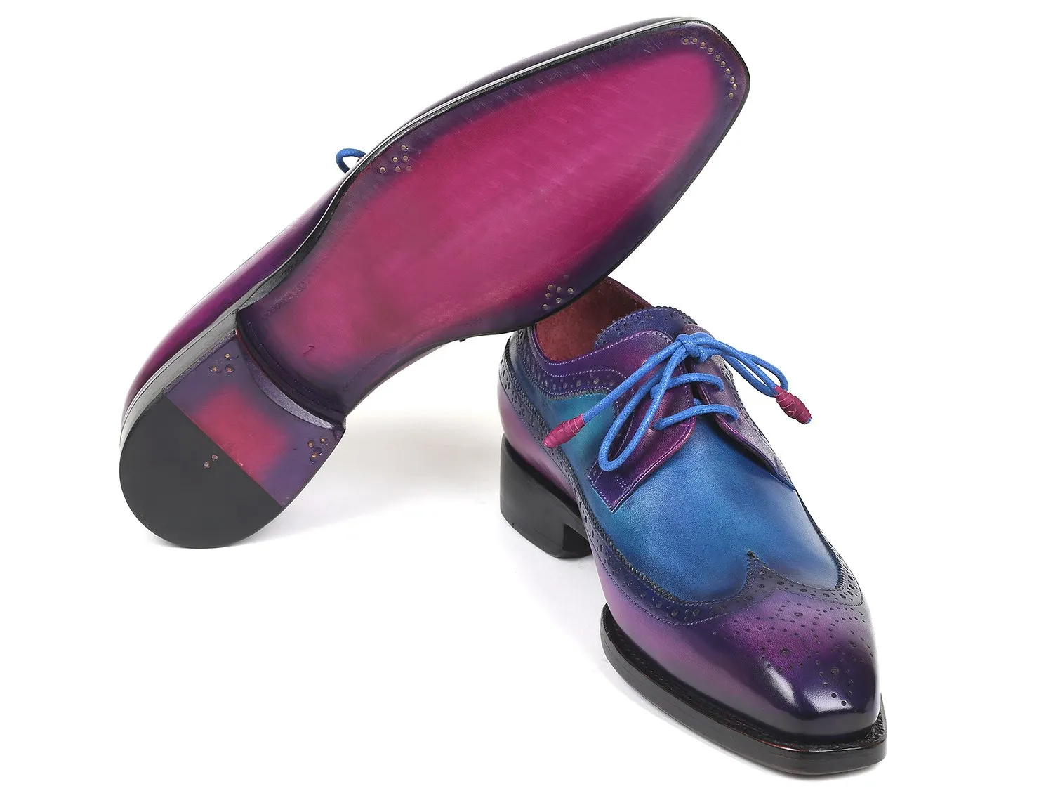 Paul Parkman Chaussures Paul Parkman Derby Wingtip Goodyear Welted en Violet & Bleu