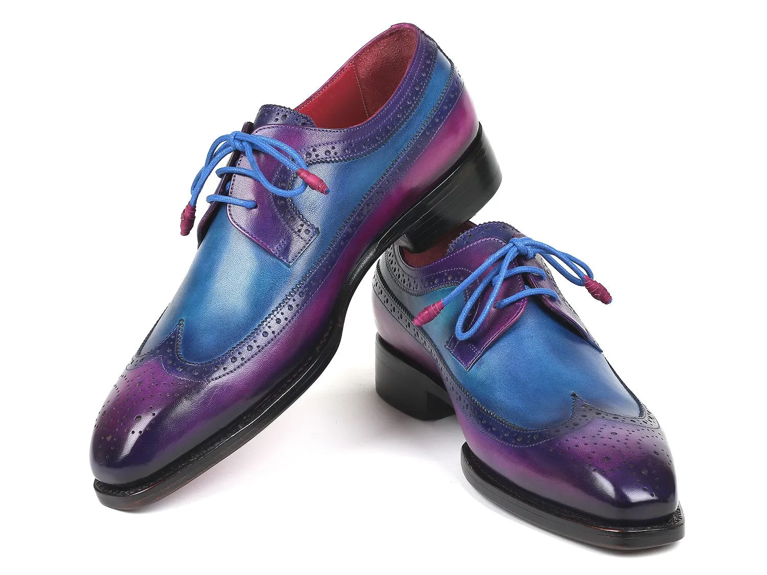 Paul Parkman Chaussures Paul Parkman Derby Wingtip Goodyear Welted en Violet & Bleu