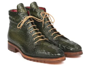 Paul Parkman Chaussures Bottes en cuir à motif crocodile pour homme Paul Parkman en vert