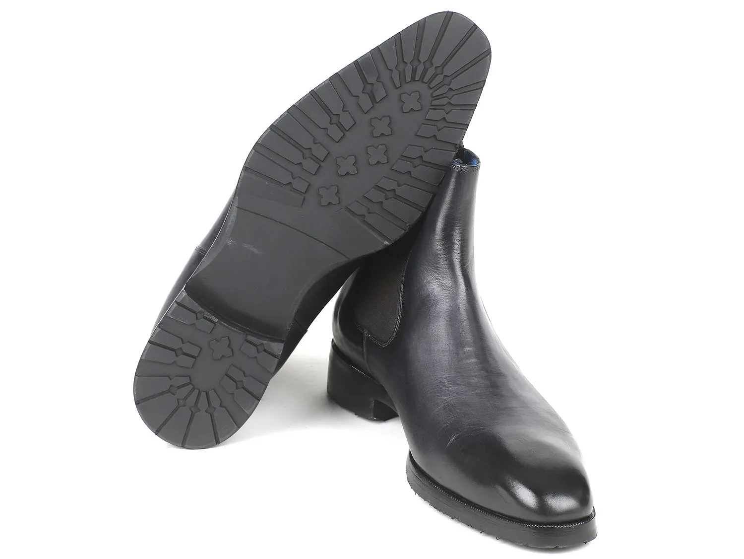 Paul Parkman Chaussures Bottes Chelsea en Cuir pour Hommes en Noir et Gris