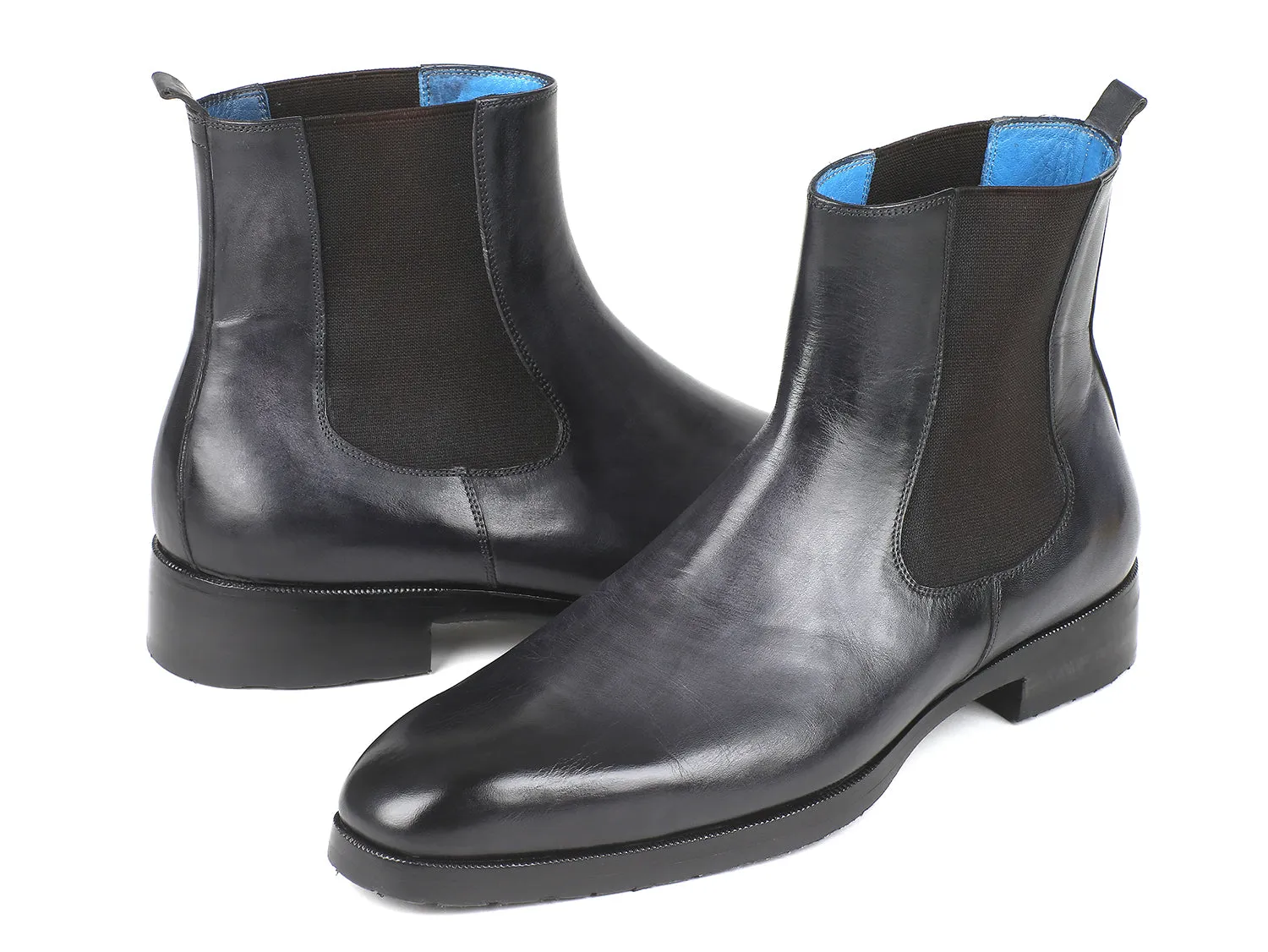 Paul Parkman Chaussures Bottes Chelsea en Cuir pour Hommes en Noir et Gris