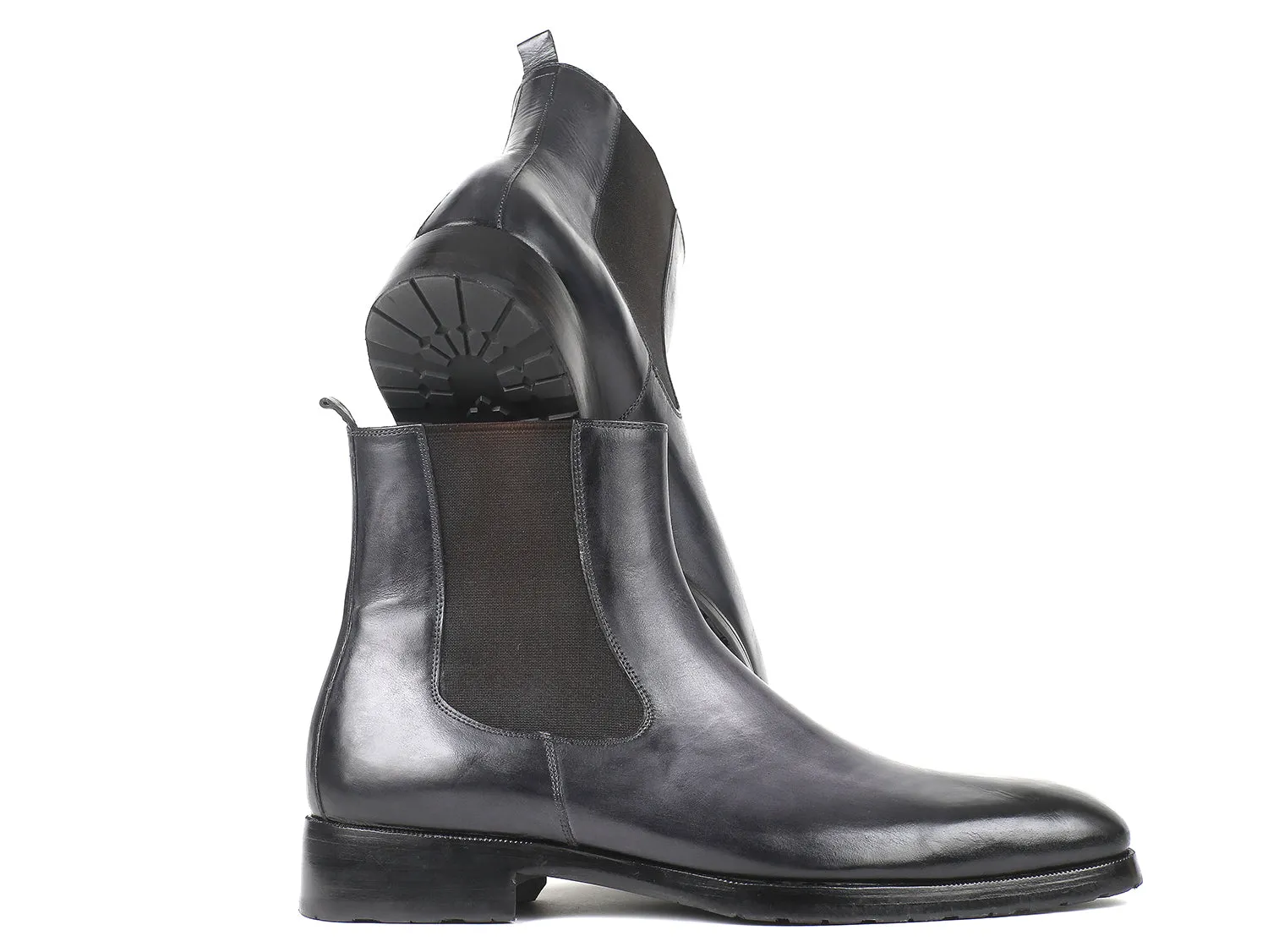 Paul Parkman Chaussures Bottes Chelsea en Cuir pour Hommes en Noir et Gris