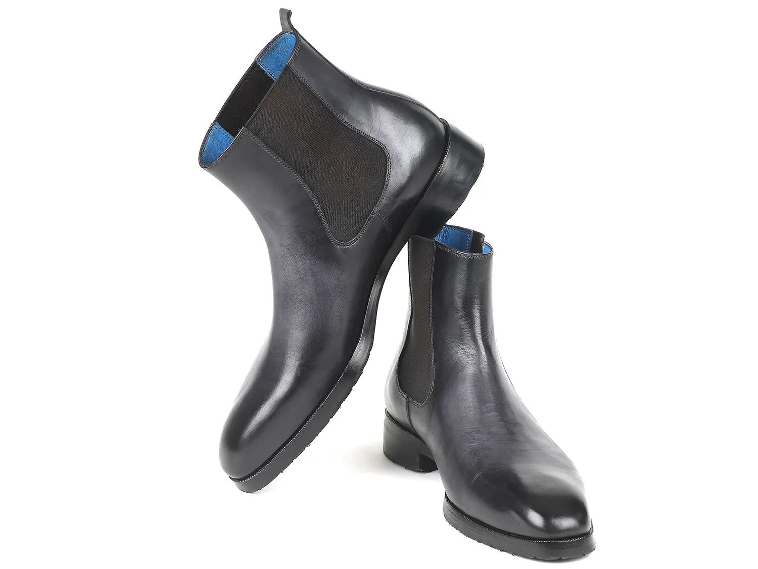 Paul Parkman Chaussures Bottes Chelsea en Cuir pour Hommes en Noir et Gris