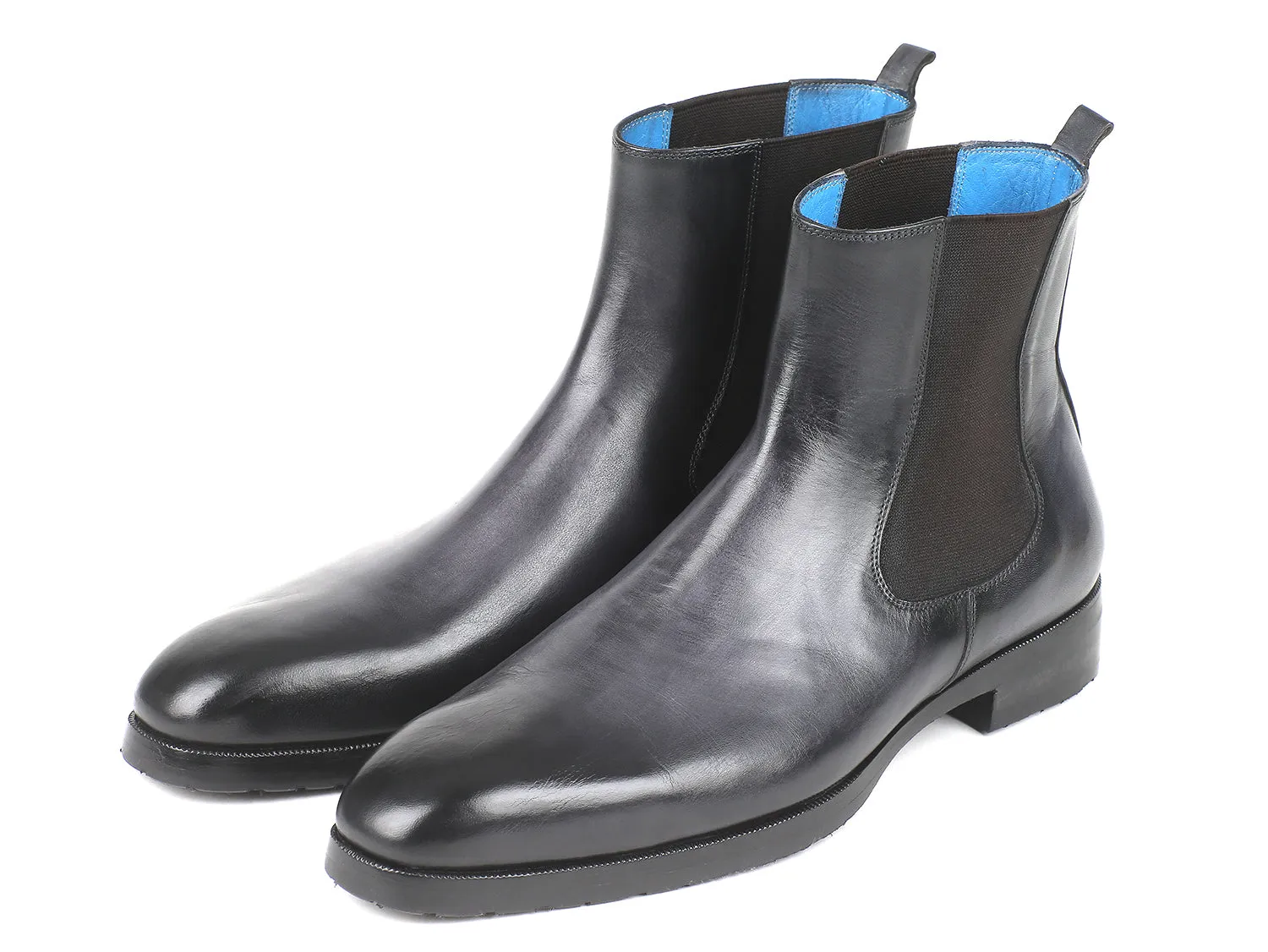 Paul Parkman Chaussures Bottes Chelsea en Cuir pour Hommes en Noir et Gris