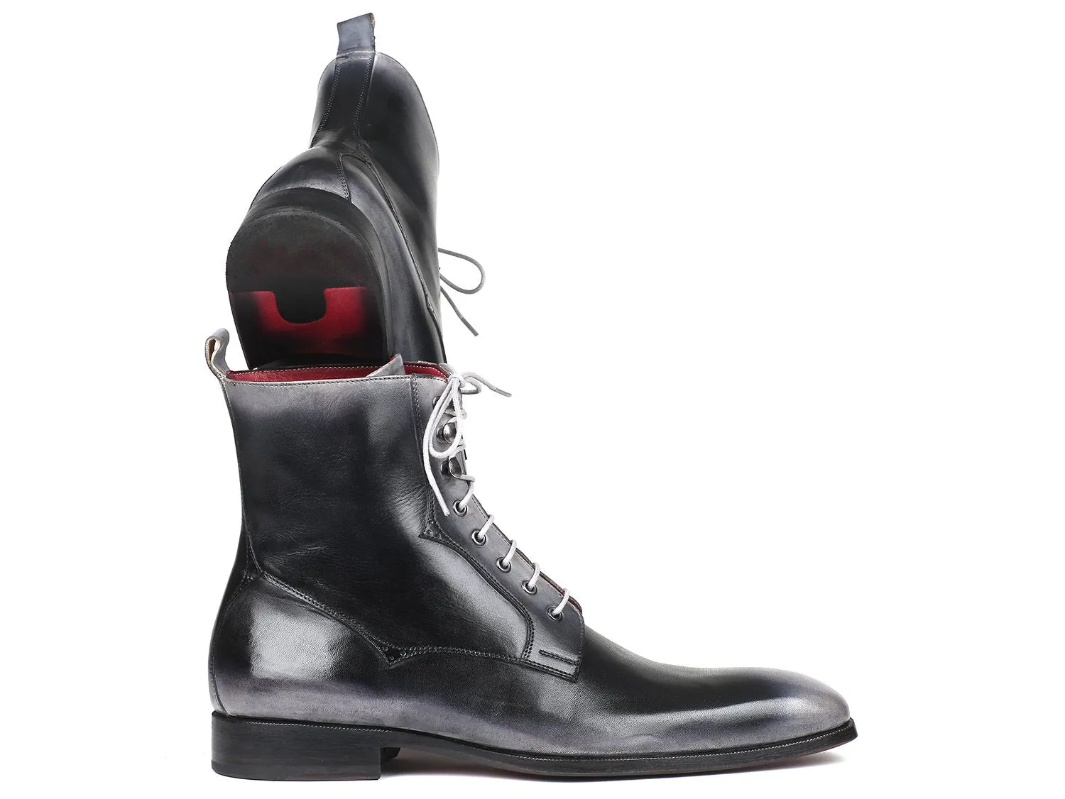 Paul Parkman Chaussures Bottes à lacets en cuir pour hommes Paul Parkman gris brun