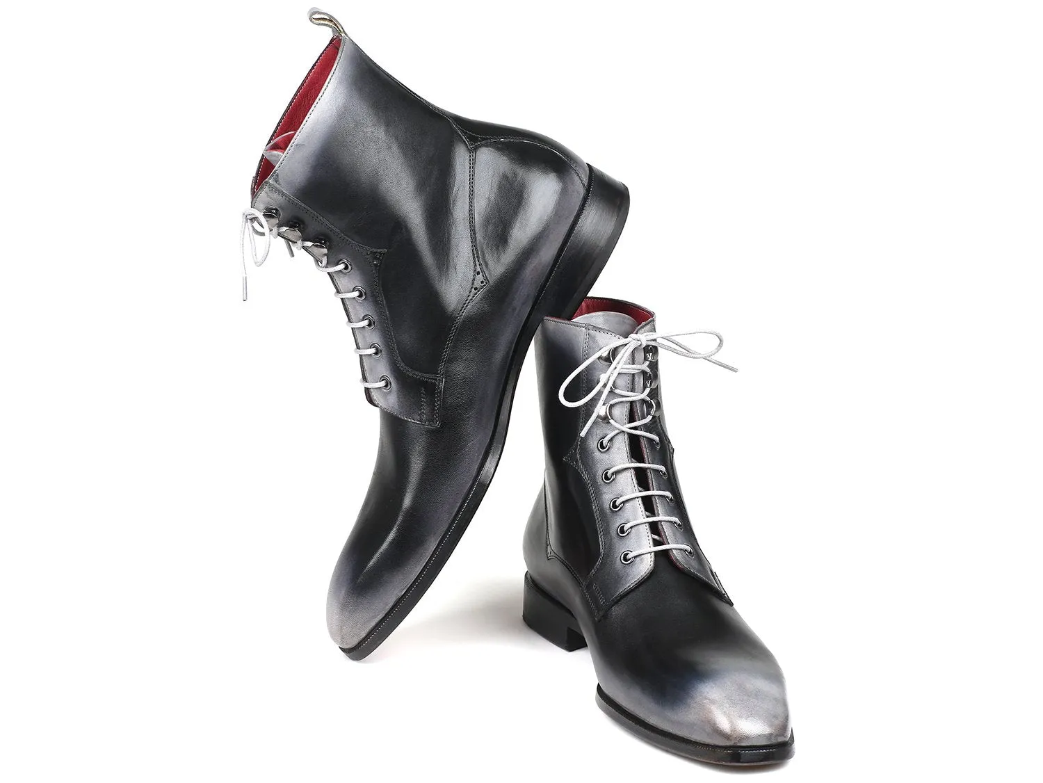 Paul Parkman Chaussures Bottes à lacets en cuir pour hommes Paul Parkman gris brun