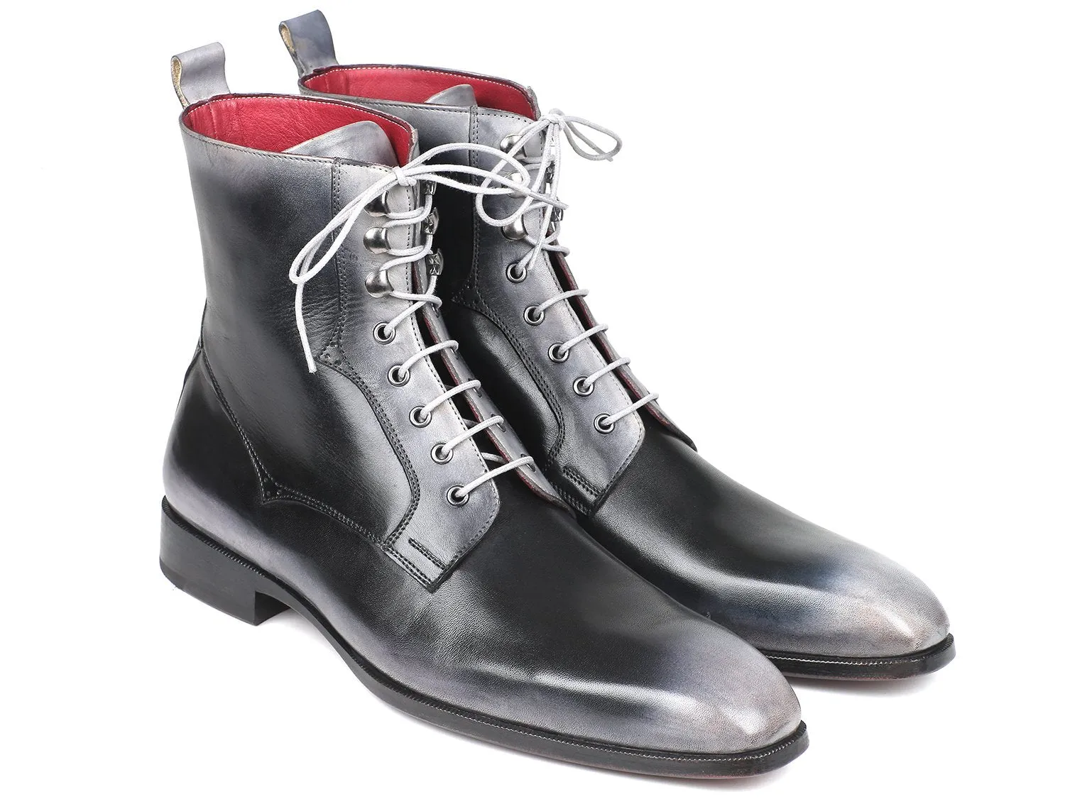Paul Parkman Chaussures Bottes à lacets en cuir pour hommes Paul Parkman gris brun