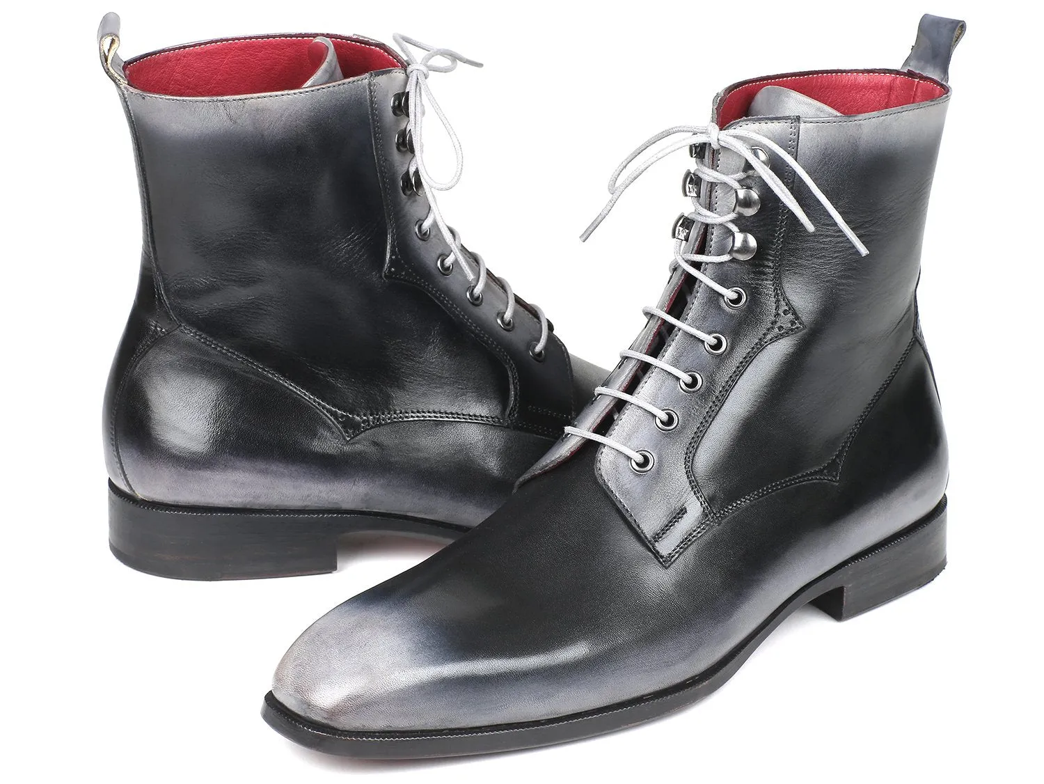 Paul Parkman Chaussures Bottes à lacets en cuir pour hommes Paul Parkman gris brun