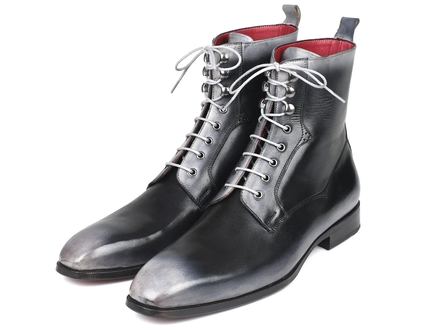 Paul Parkman Chaussures Bottes à lacets en cuir pour hommes Paul Parkman gris brun