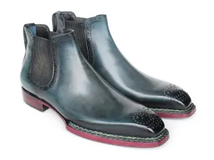 Paul Parkman Chaussures Bottes Chelsea en Cuir Brunie à Couture Norvégienne pour Homme en Bleu