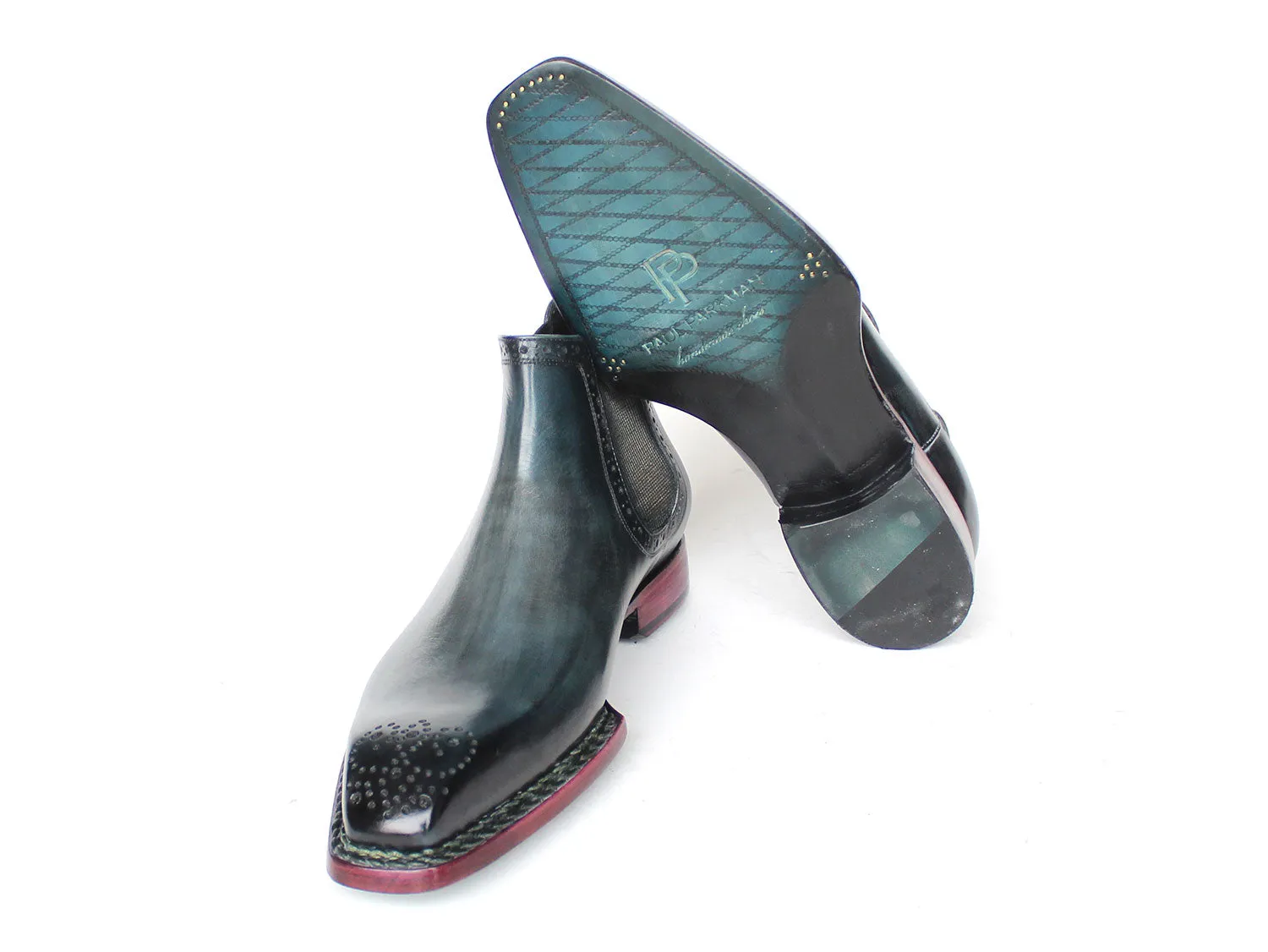 Paul Parkman Chaussures Bottes Chelsea en Cuir Brunie à Couture Norvégienne pour Homme en Bleu