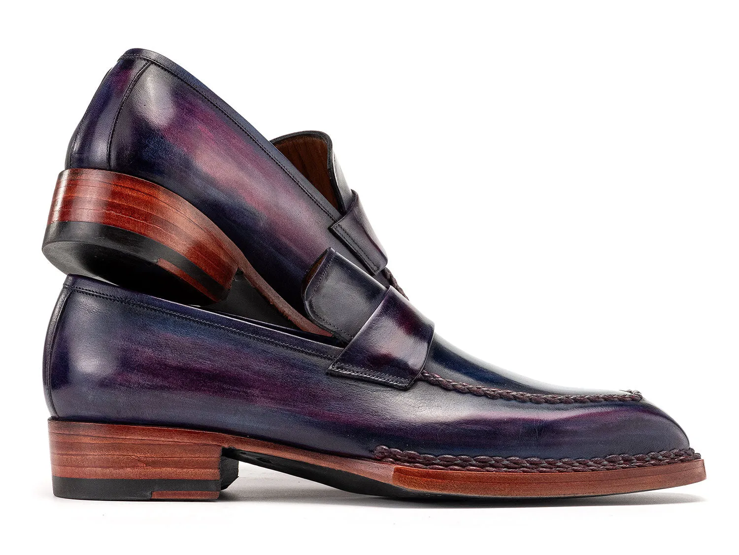Paul Parkman Chaussures Paul Parkman Mocassins à couture norvégienne pour hommes en patine violette