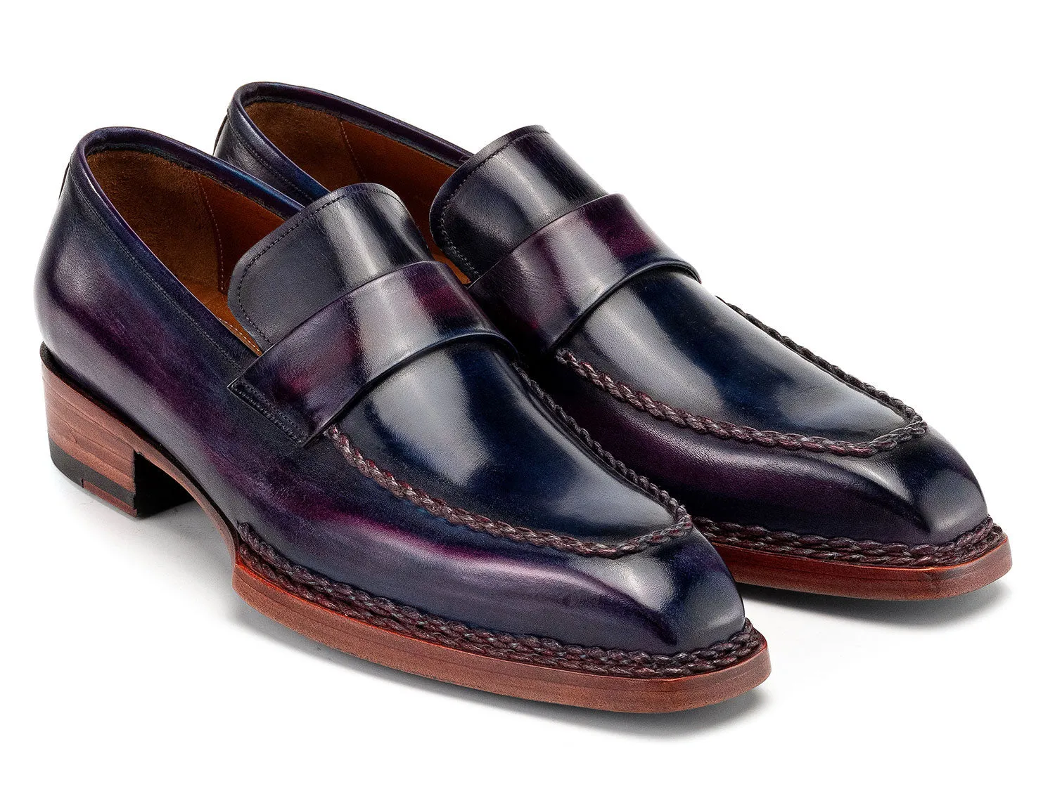 Paul Parkman Chaussures Paul Parkman Mocassins à couture norvégienne pour hommes en patine violette