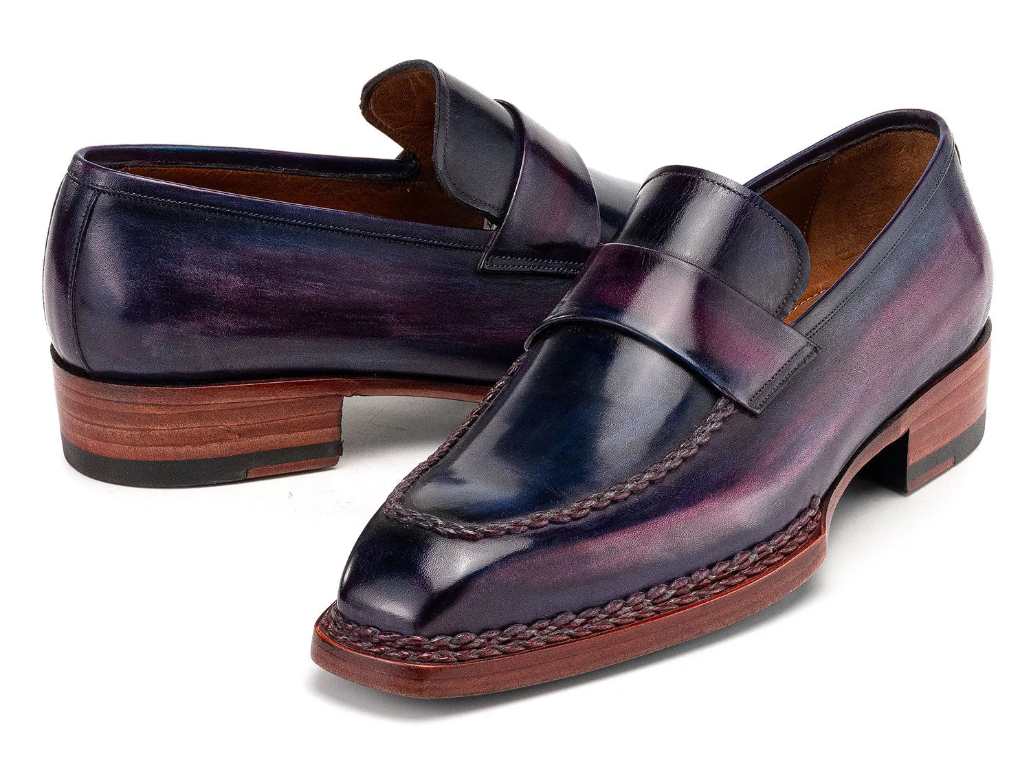 Paul Parkman Chaussures Paul Parkman Mocassins à couture norvégienne pour hommes en patine violette