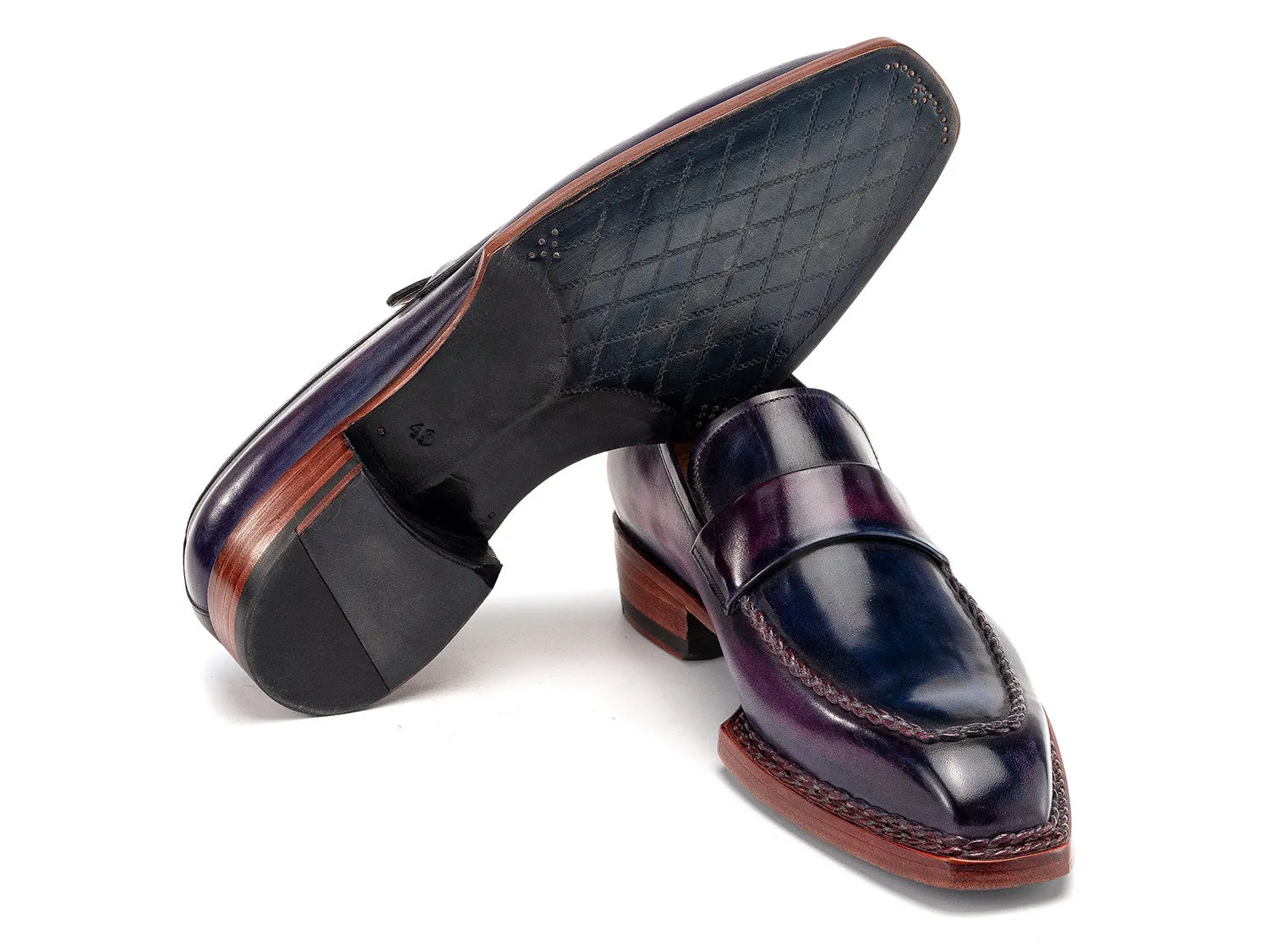 Paul Parkman Chaussures Paul Parkman Mocassins à couture norvégienne pour hommes en patine violette