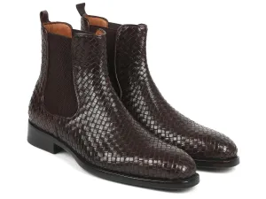 Paul Parkman Chaussures Bottes Chelsea en Cuir Tressé pour Hommes Paul Parkman en Marron Chocolat