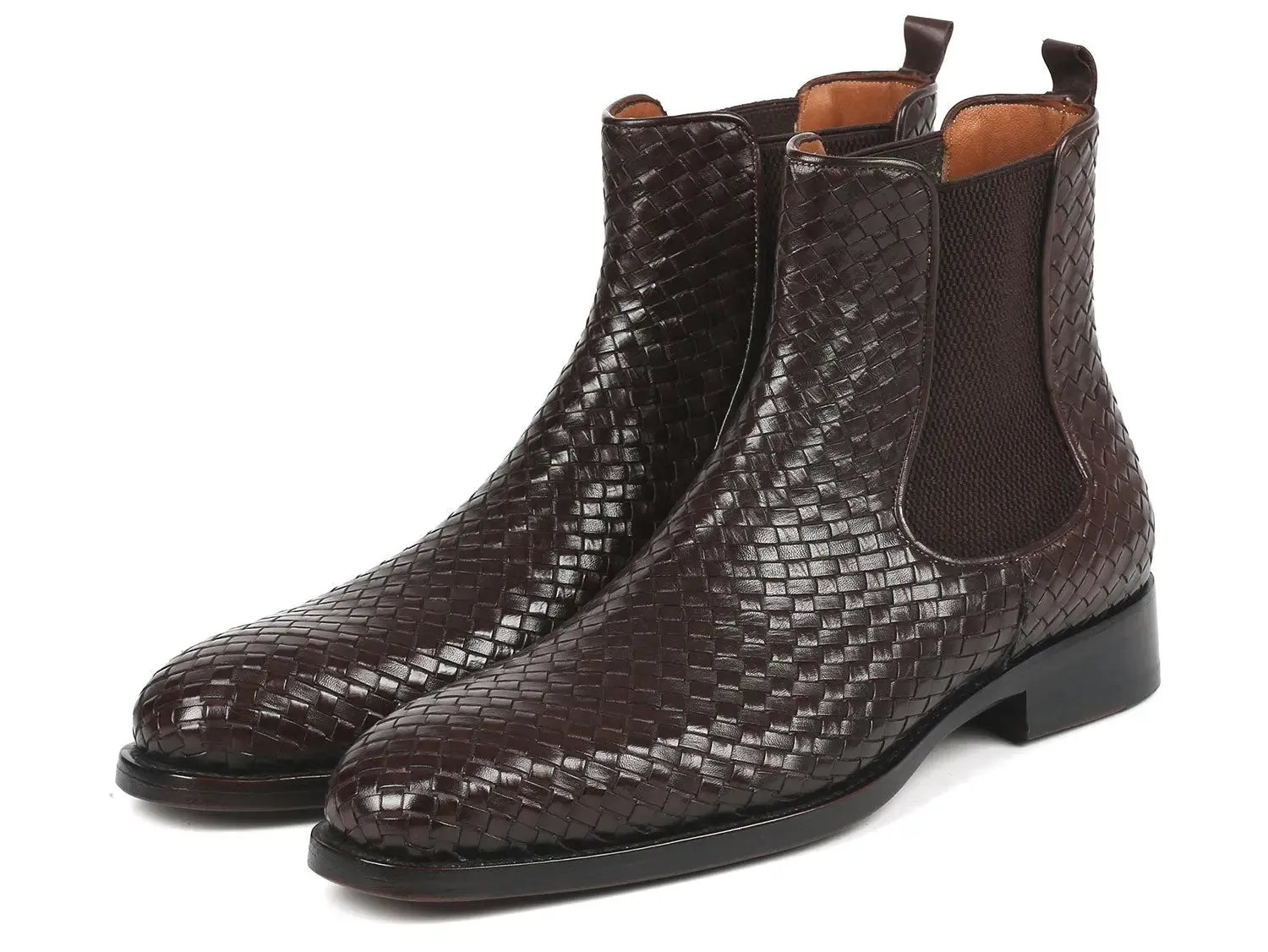 Paul Parkman Chaussures Bottes Chelsea en Cuir Tressé pour Hommes Paul Parkman en Marron Chocolat
