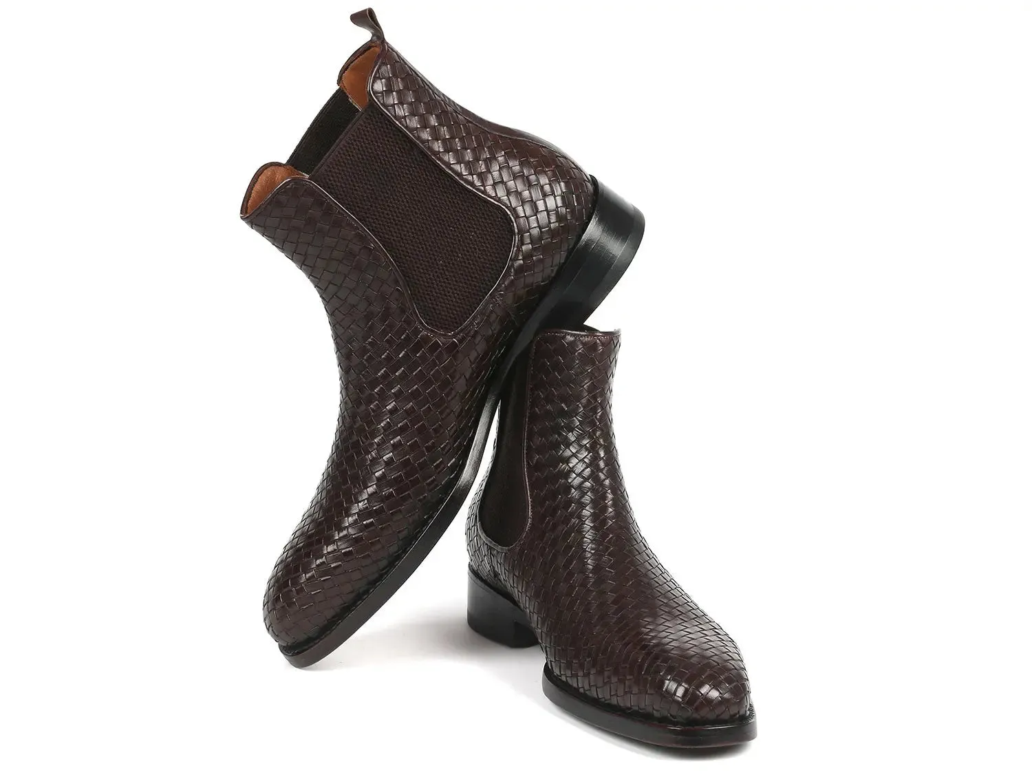 Paul Parkman Chaussures Bottes Chelsea en Cuir Tressé pour Hommes Paul Parkman en Marron Chocolat