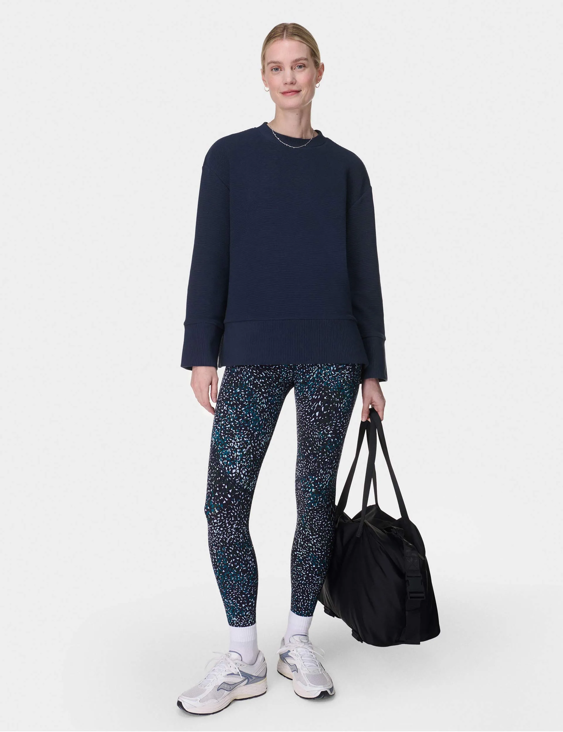 Pull molletonné côtelé apaisant - Bleu marine