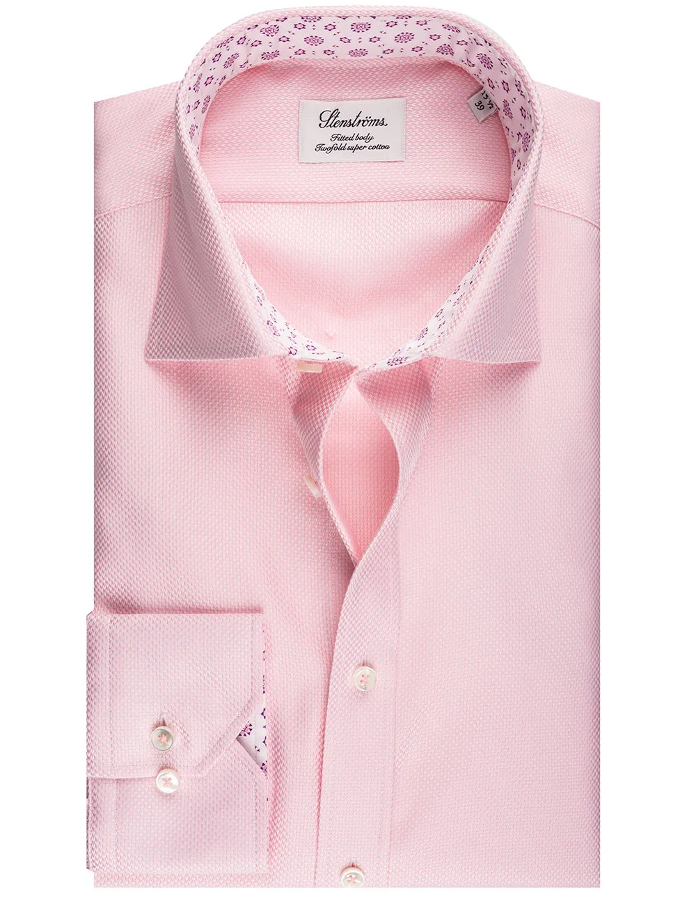 Chemise ajustée à incrustations de fleurs roses