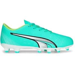 Chaussures Puma Junior Ultra Play FG pour terrain sec - Menthe-blanc-jaune vif