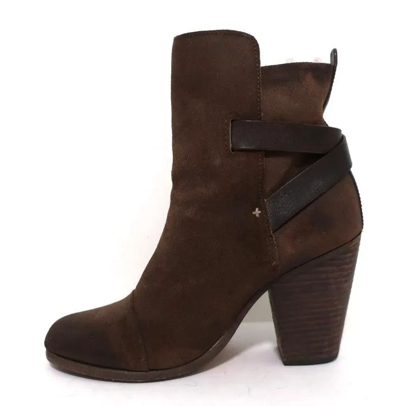 Bottes chelsea Kinsey Rag & Bone en daim marron et cuir taille 38 à talon haut