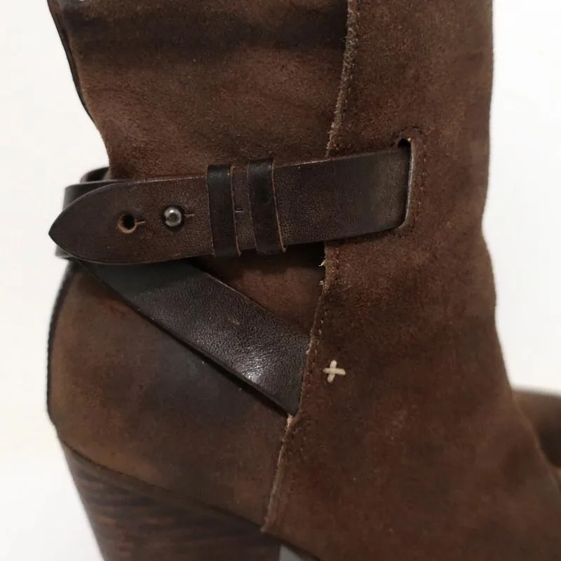 Bottes chelsea Kinsey Rag & Bone en daim marron et cuir taille 38 à talon haut