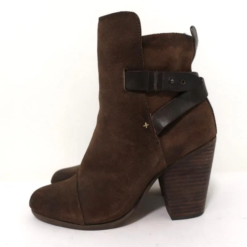 Bottes chelsea Kinsey Rag & Bone en daim marron et cuir taille 38 à talon haut