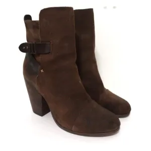 Bottes chelsea Kinsey Rag & Bone en daim marron et cuir taille 38 à talon haut