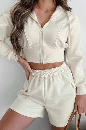 Rawlin Crop Zipper Hoodie (Ivoire)