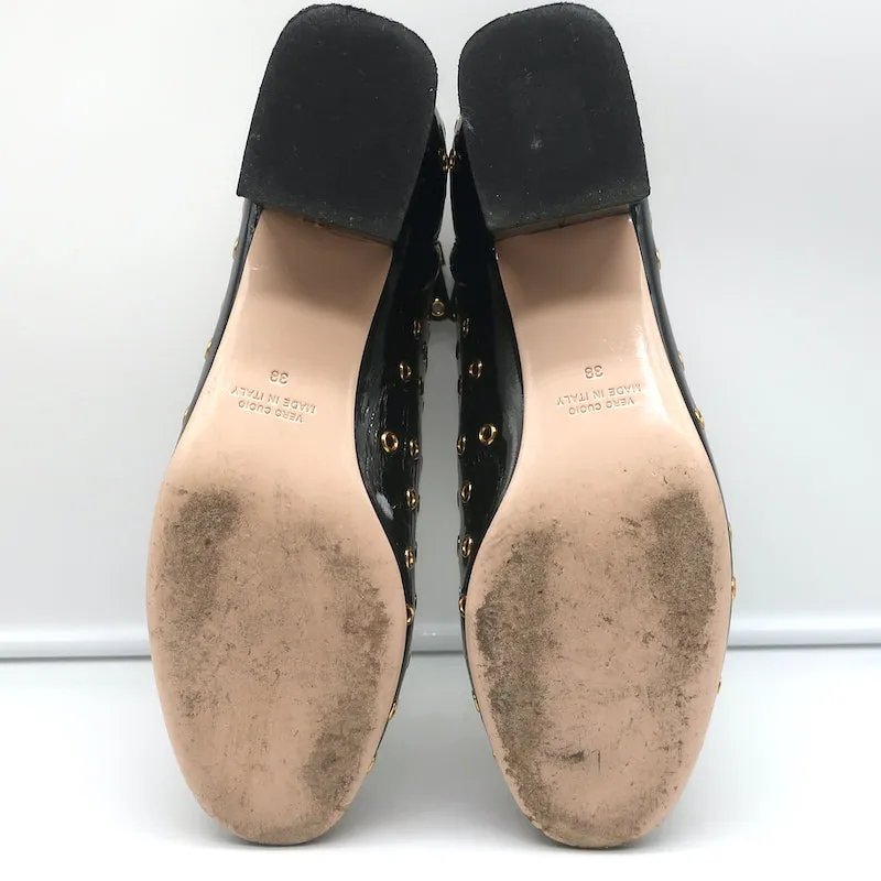 Bottes chelsea RED Valentino à embellissements Gromet en cuir verni noir taille 38