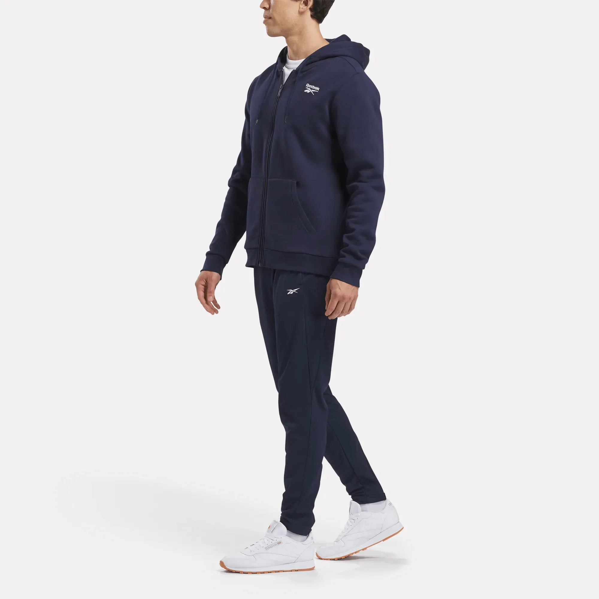 Vêtements Reebok pour Hommes Pull à Capuche Reebok Identity Petit Logo en Polaire à Fermeture Éclair Complète