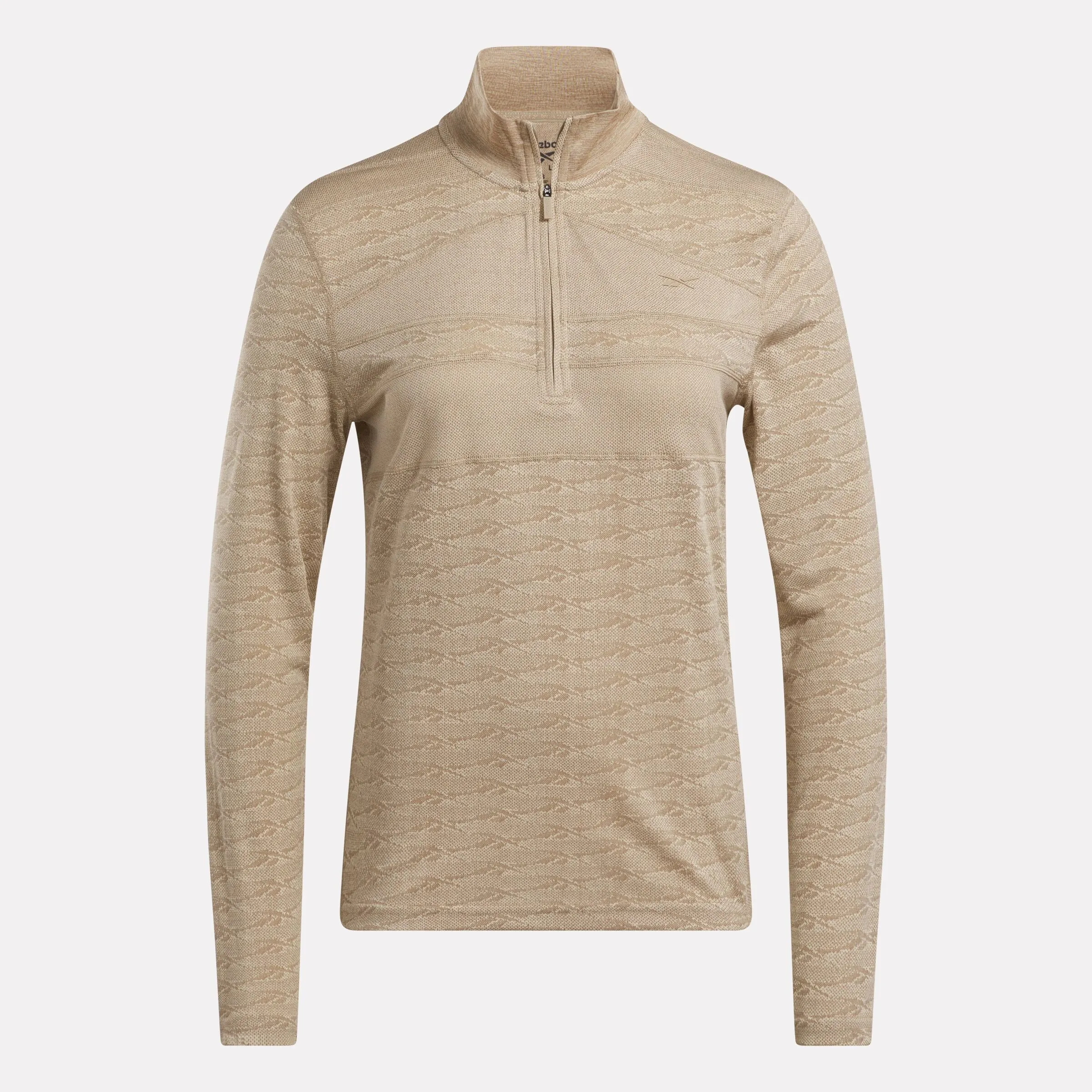 Reebok Vêtements Femme Pull Golf à Motifs Jacquard Vector Longues Manches avec Zip 1/4