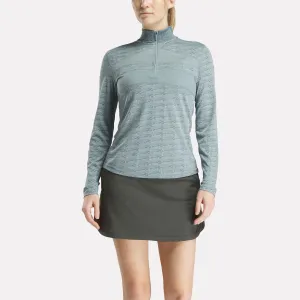 Reebok Vêtements Femme Pull Golf à Motifs Jacquard Vector Longues Manches avec Zip 1/4