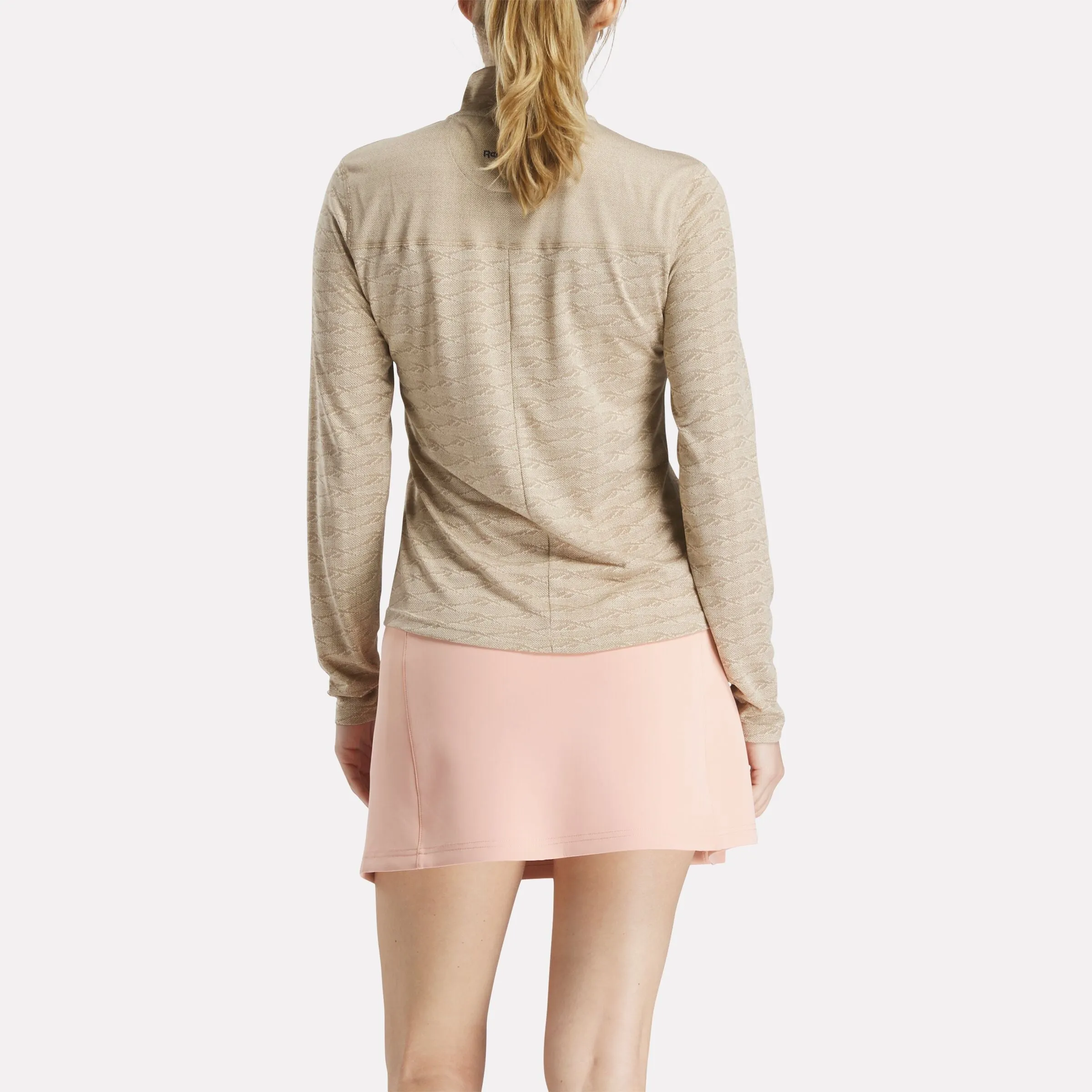 Reebok Vêtements Femme Pull Golf à Motifs Jacquard Vector Longues Manches avec Zip 1/4