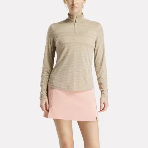 Reebok Vêtements Femme Pull Golf à Motifs Jacquard Vector Longues Manches avec Zip 1/4