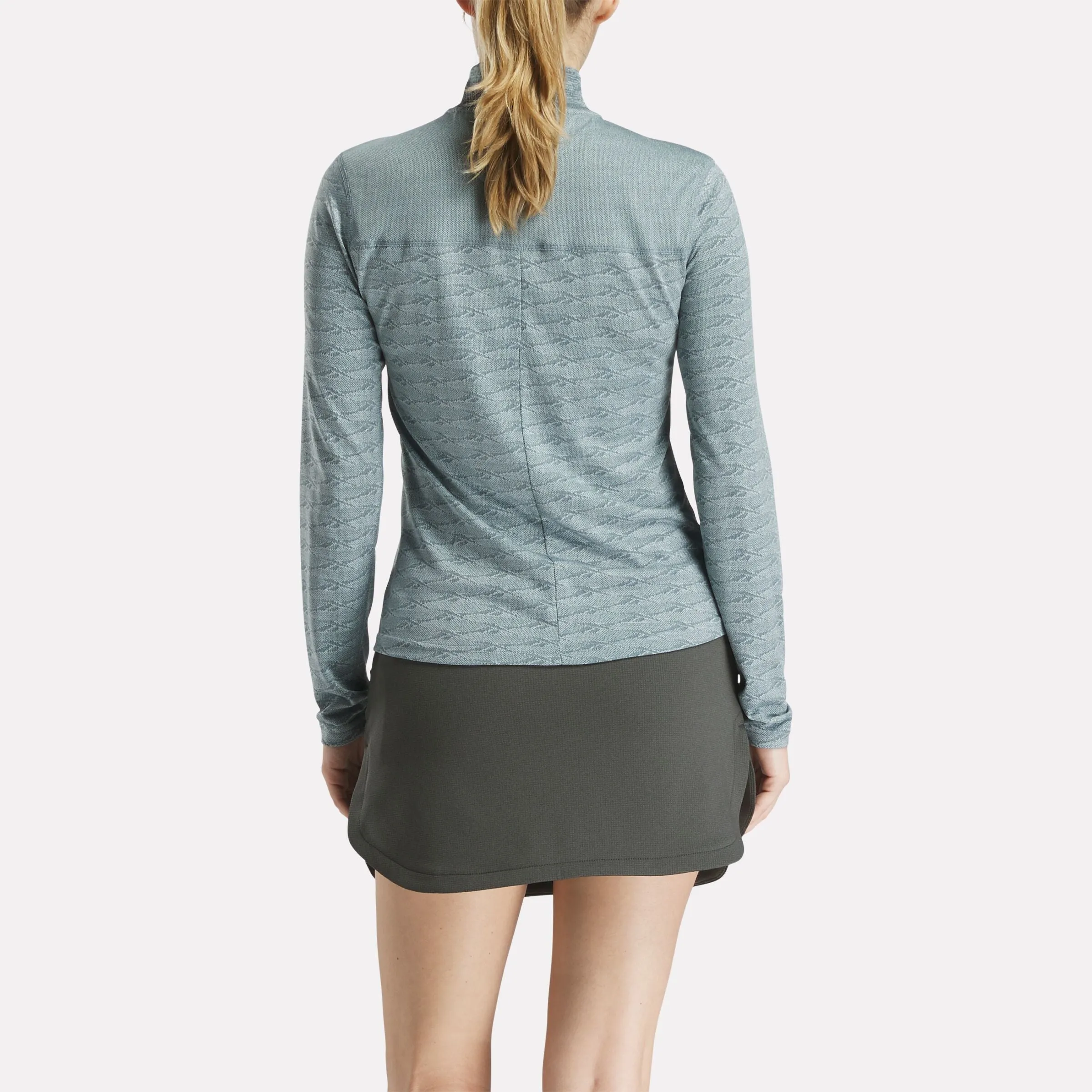 Reebok Vêtements Femme Pull Golf à Motifs Jacquard Vector Longues Manches avec Zip 1/4