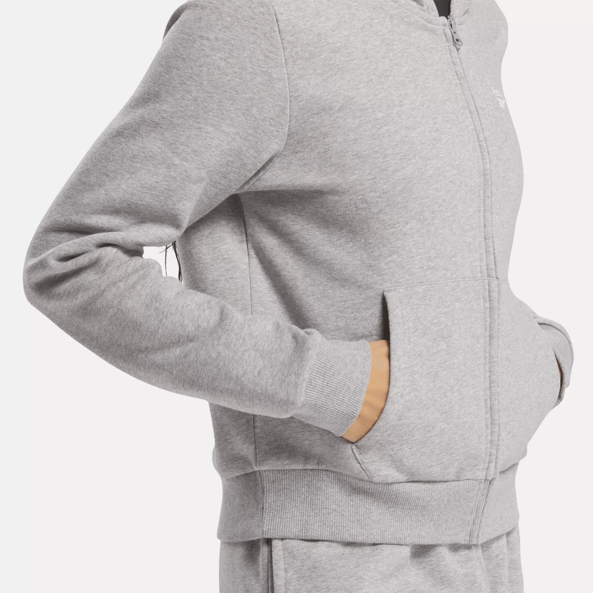 Vêtements Reebok pour Femmes Pull à Capuche Reebok Identity Petit Logo en Polaire à Fermeture Éclair Complète