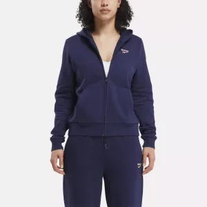 Vêtements Reebok pour Femmes Pull à Capuche Reebok Identity Petit Logo en Polaire à Fermeture Éclair Complète