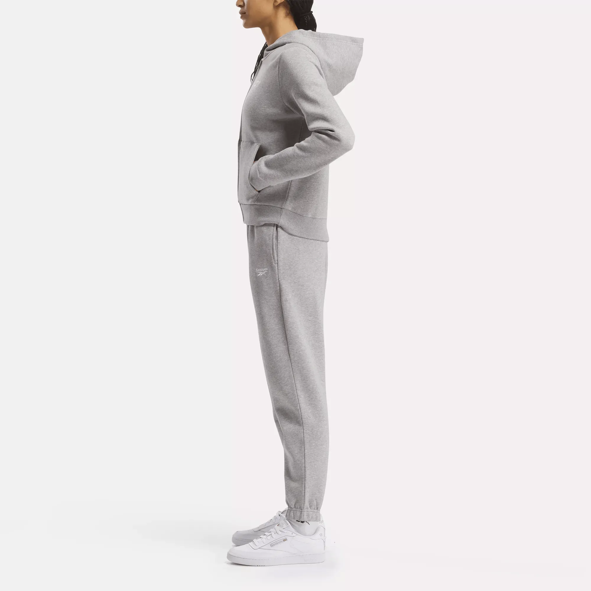 Vêtements Reebok pour Femmes Pull à Capuche Reebok Identity Petit Logo en Polaire à Fermeture Éclair Complète