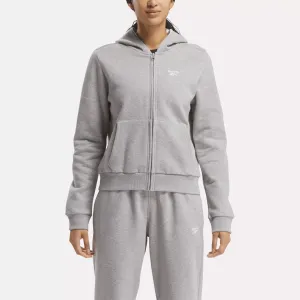 Vêtements Reebok pour Femmes Pull à Capuche Reebok Identity Petit Logo en Polaire à Fermeture Éclair Complète
